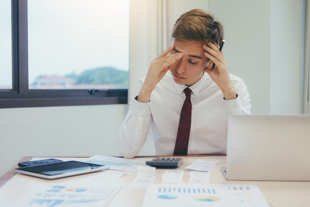 Businessman working hard.